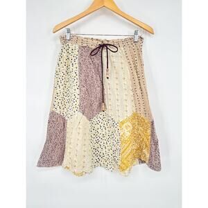 Kimichi & Blue Skirt Patchwork Drawstring Boho Hippie Festival Cottage Medium